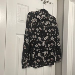 Equipment Floral Silk Long Sleeve Blouse